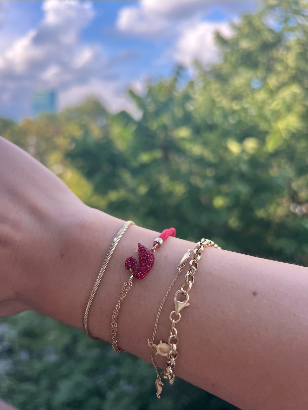 Authentic Swarovski Red Crystal Swan Bracelet